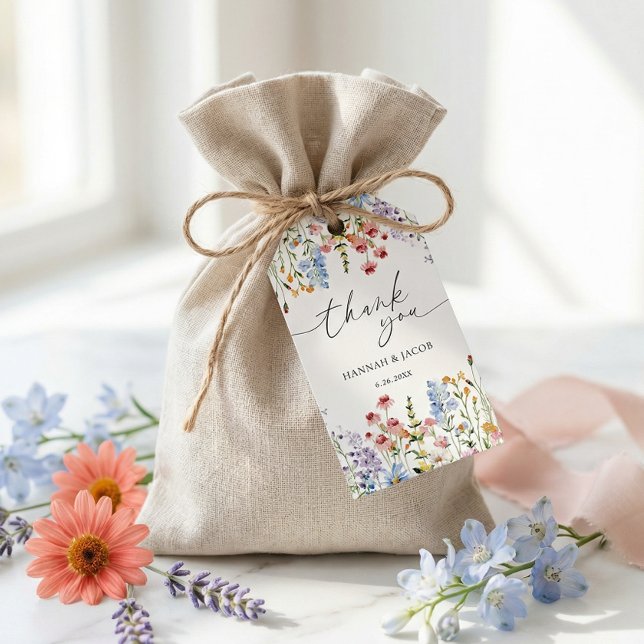 Meadow Wildflower Wedding Thank You Favor Gift Tags (Creator Uploaded)