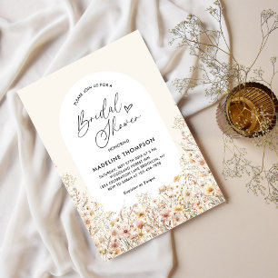 Meadow Wildflowers Arch Heart Script Bridal Shower Invitation