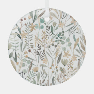 Meadow Wildflowers: Watercolor Charm. Glass Ornament