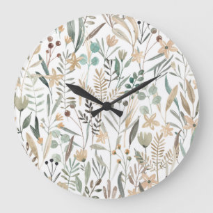 Meadow Wildflowers: Watercolor Charm. Large Clock