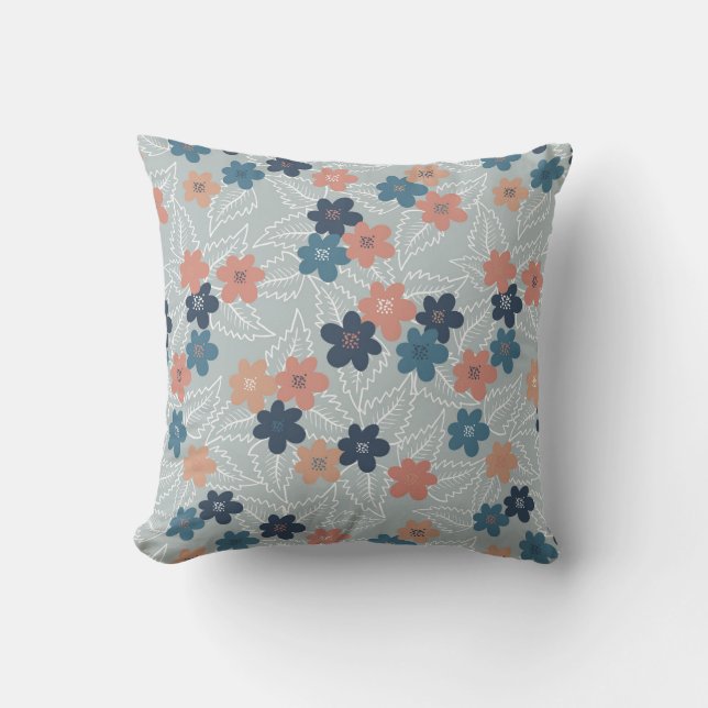 Meadow with colourful spring flowers throw pillow (Front)
