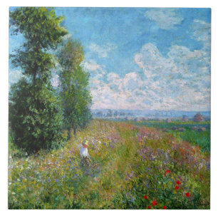 Meadow with Poplars by Claude Monet Tile