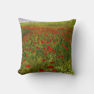 Meadow with Poppies (1896) Merse Pál Szinyei Throw Pillow