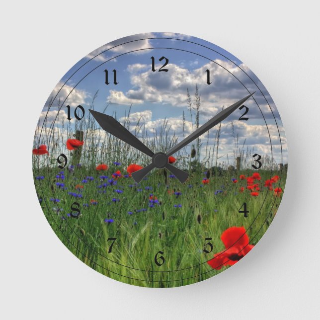 Meadow with Wildflowers Round Clock (Front)