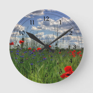 Meadow with Wildflowers Round Clock