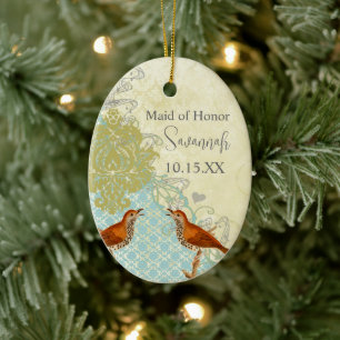 Meadowlark Vintage Love Bird Maid of Honour  Ceramic Ornament