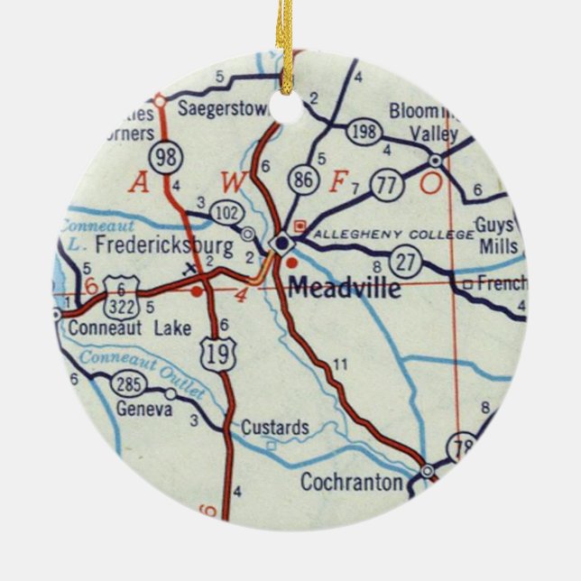 Meadville PA Ceramic Ornament (Back)