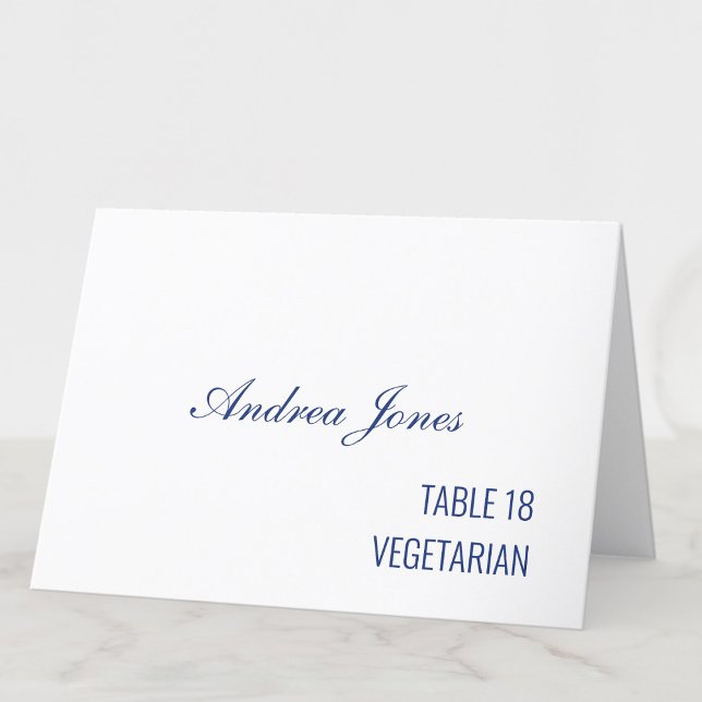 Meal Choice Guest Name Dark Blue Place Card (Creator Uploaded)