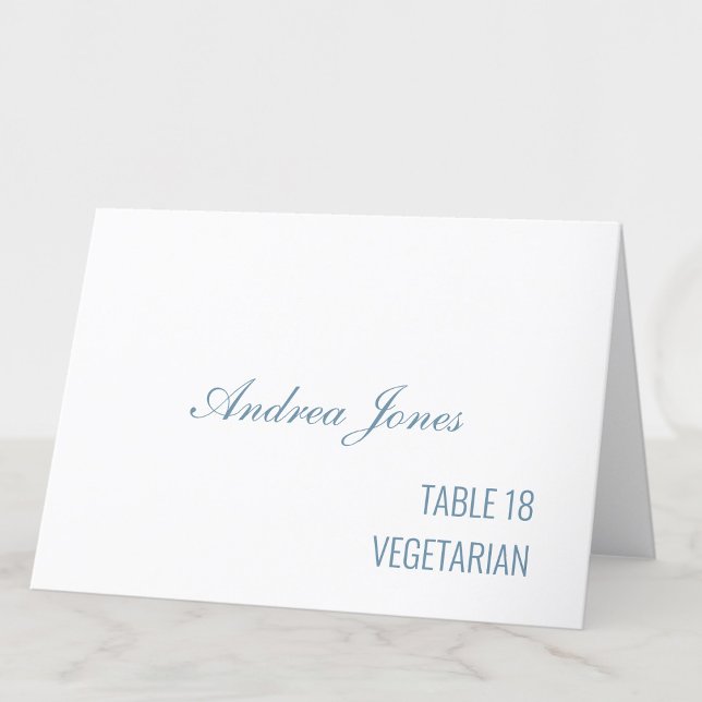 Meal Choice Guest Name Dusty Blue Place Card (Creator Uploaded)