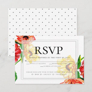 Meal Choice RSVP   Red Yellow Floral Invitation