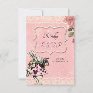 Meal Options Alice in Wonderland Wedding RSVP Card