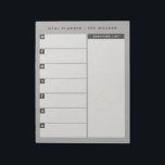 Meal Planner Notepad | Grey<br><div class="desc">Personalize this notepad with your title of preference to create a custom weekly meal planner or project planner. A grey design features a modern and simple design with plenty of space to write. The spaces for each day of the week allows you to plan your meals and your weekly grocery...</div>