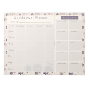 Meal Planner Purple Flower 2 Notepad