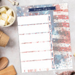 Meal Planner & Shopping List Patriotic Watercolor  Notepad<br><div class="desc">Patriotic American Flag family meal planner and shopping list for an organized week ahead any family can use. This meal planner template could be customized by changing the wording as you see fit. You could change it for events and scheduling or more niche needs as needed. Makes a great gift...</div>