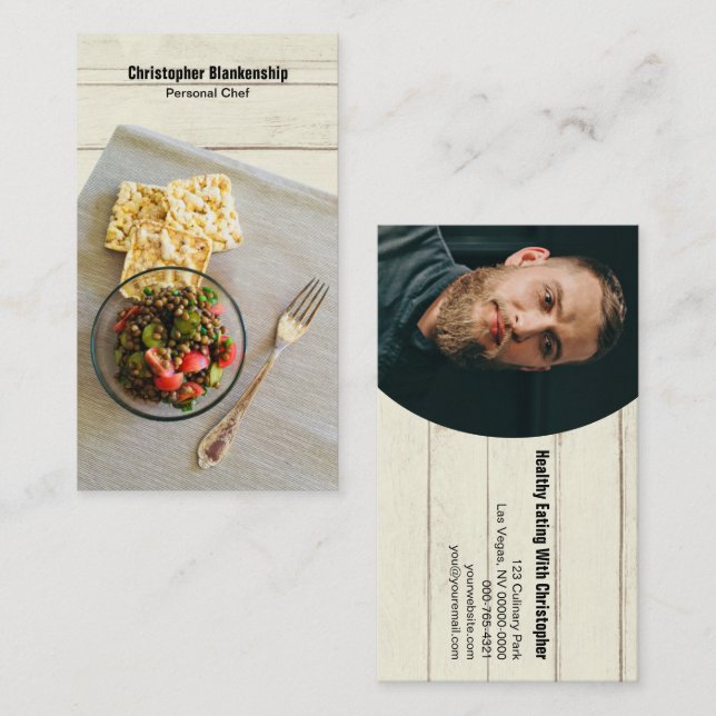 Meal Table Setting Personal Chef Custom Photo Business Card (Front/Back)
