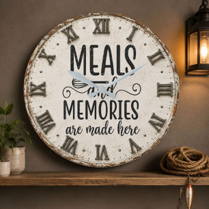 Meals and Memories Farmhouse Kitchen Large Clock