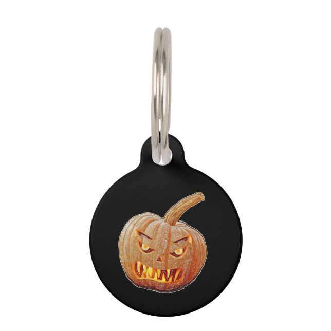 Mean and Ugly Pumpkin Face Pet Tag (Front)
