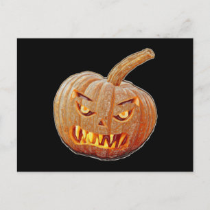 Mean and Ugly Pumpkin Face Postcard