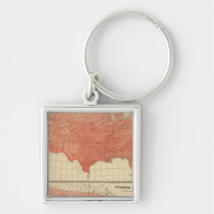 Mean annual temperature, Hypsometric sketch Keychain