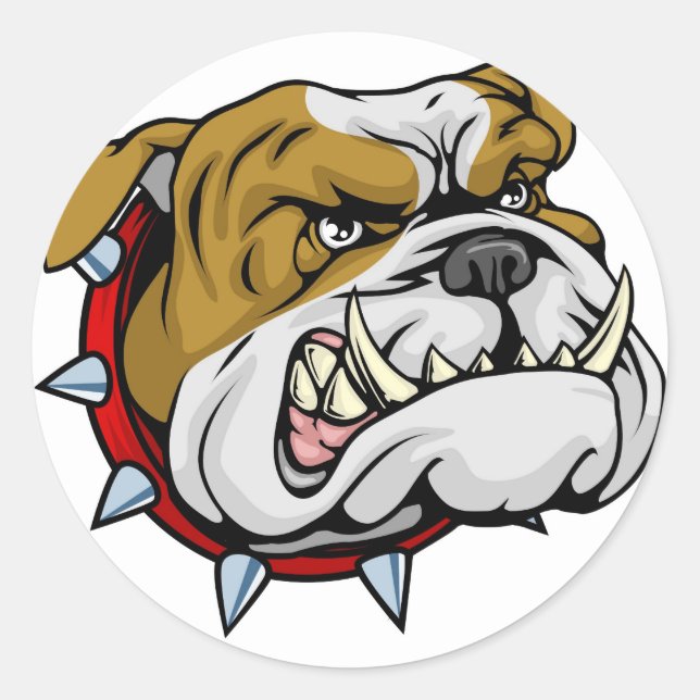 Mean bulldog mascot illustration classic round sticker (Front)