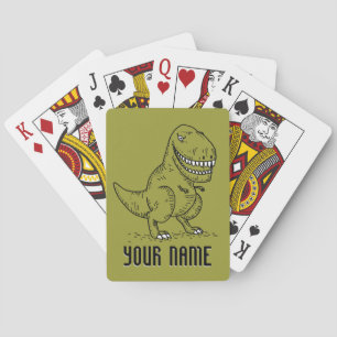 Mean Cool Dinosaur T Rex Cartoon Playing Cards