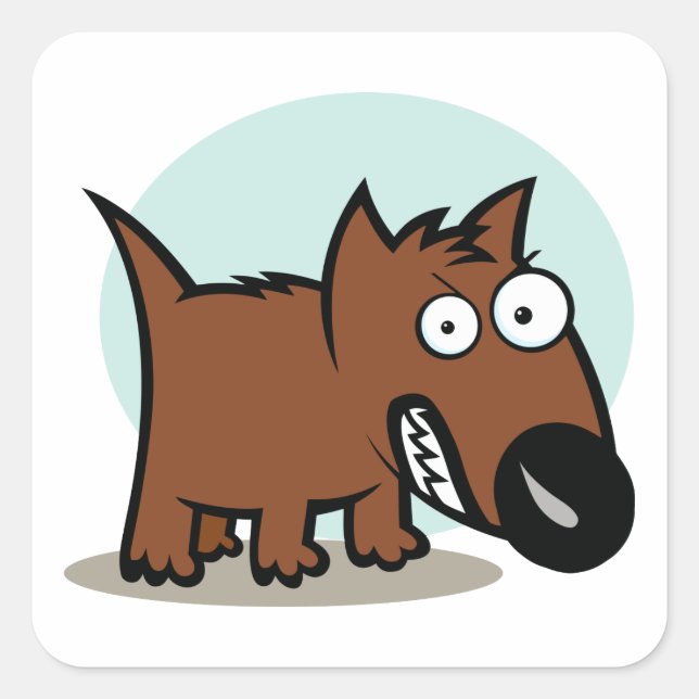 Mean Dog Growling Square Sticker (Front)