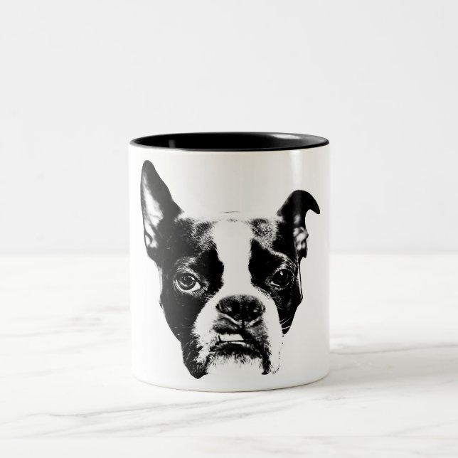 Mean Muggin! Boston Terrier Attitude Two-Tone Coffee Mug (Center)