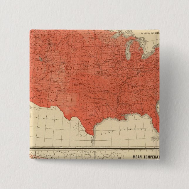 Mean temperature 2 inch square button (Front)