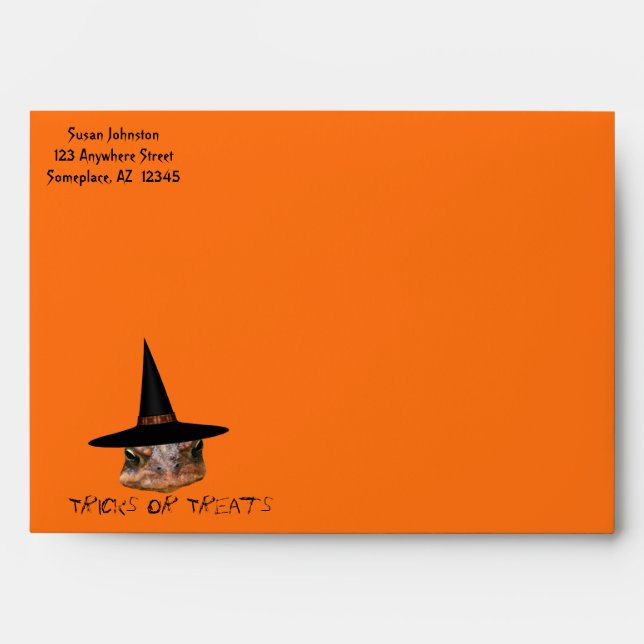 Mean Toad Face Witch Hat Halloween Envelopes (Front)