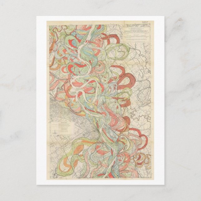 Meander Map of the Mississippi Postcard (Front)