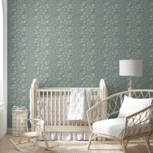 Meandering Floras Refined Soft Sage Floral Vines Wallpaper