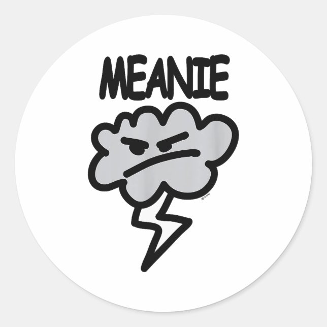 Meanie Cloud Lightning Funny  Classic Round Sticker (Front)