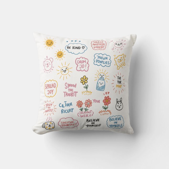 Meaningful Doodles: Art with a Positive Message Throw Pillow (Front)