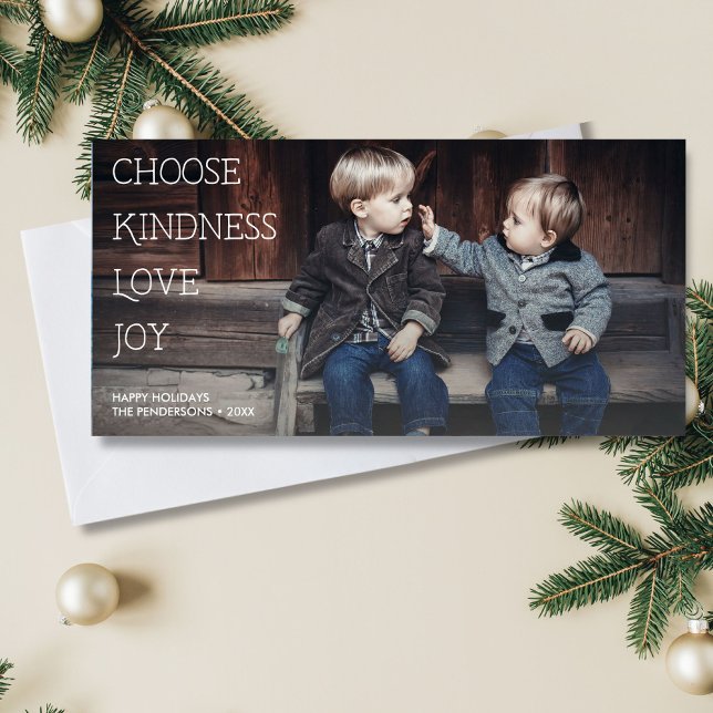 Meaningful Holidays Choose Kindness Love Joy Photo Holiday Card (Creator Uploaded)