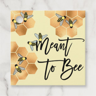 Meant Bee Quote Gold Honeycomb Bridal Shower Favour Tags
