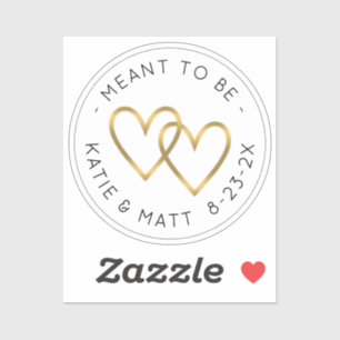 Meant to Be Double Heart Metallic Gold Wedding 