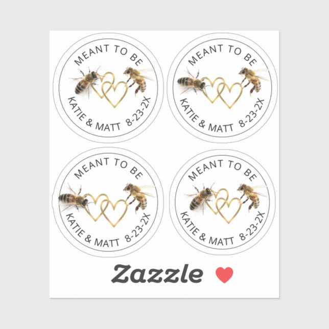 Meant to Be Mini Honey Jar Bee Labels Wedding (Sheet)