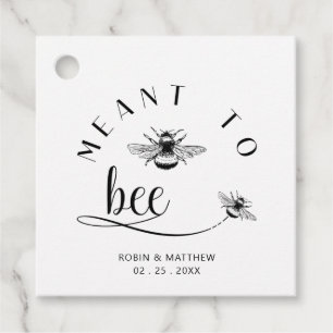 Meant to Bee, Black and White Elegant Modern Bee Favour Tags