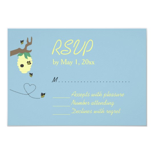 Meant To Bee Blue RSVP Card