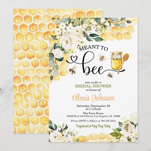 Meant to Bee Bridal Shower Invitation (Front/Back)