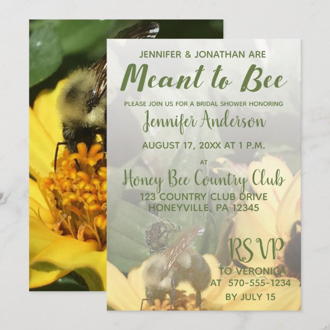 Meant to Bee Bridal Shower Invitation (Front/Back)