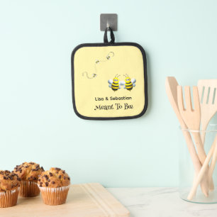 Meant To Bee Customizable Text Couples Bee Pot Holder