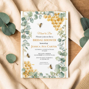 Meant to Bee Eucalyptus Greenery Bridal Shower  Invitation