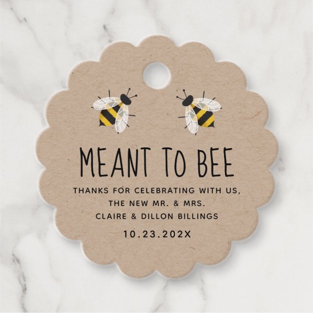 Meant to Bee Honey Wedding Favour Tag (Front)