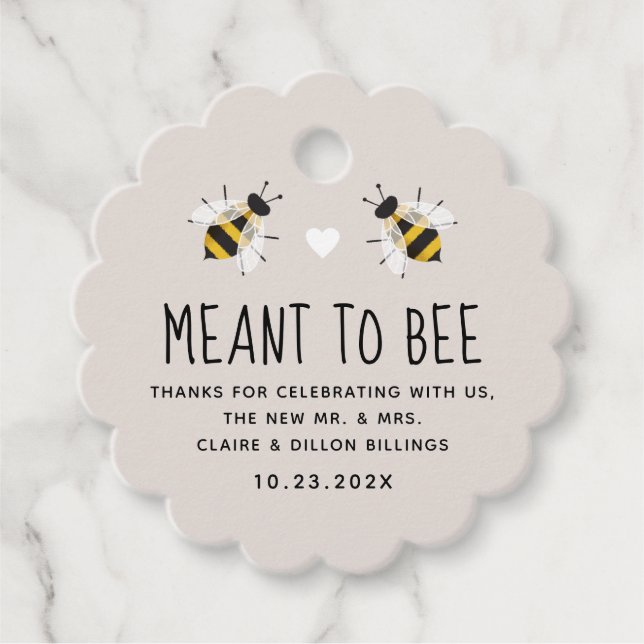 Meant to Bee Honey Wedding Favour Tag (Front)