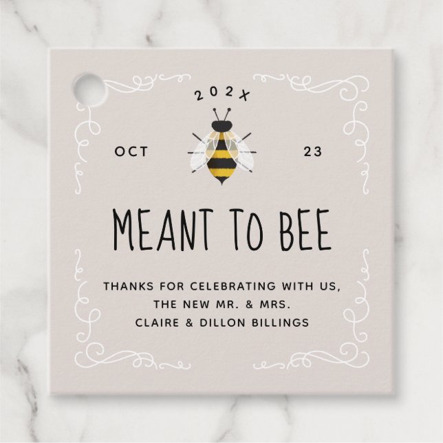 Meant to Bee Honey Wedding Favour Tag (Front)