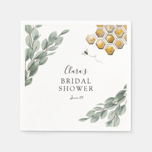 Meant to Bee Honeycomb Eucalyptus Bridal Shower Napkin