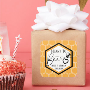 Meant to Bee Honeycomb Personalized Wedding  Square Sticker
