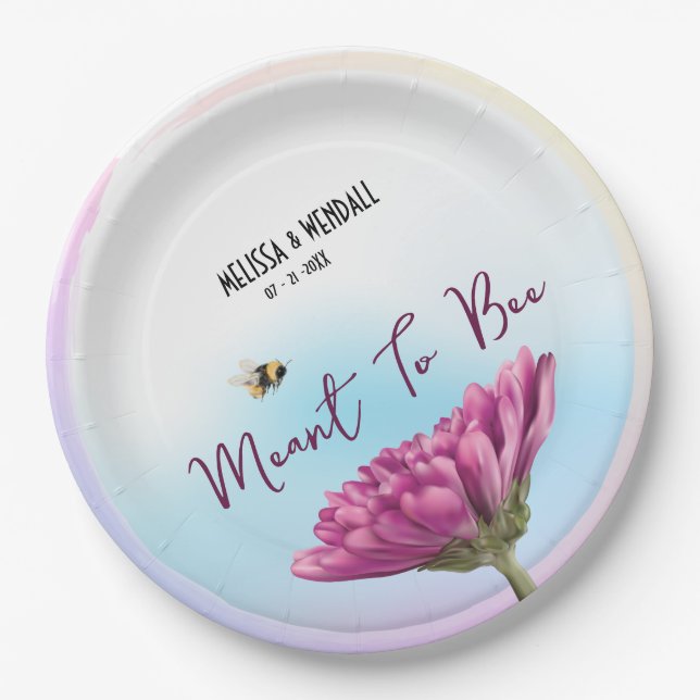 Meant To Bee Mauve Floral Paper Plate (Front)
