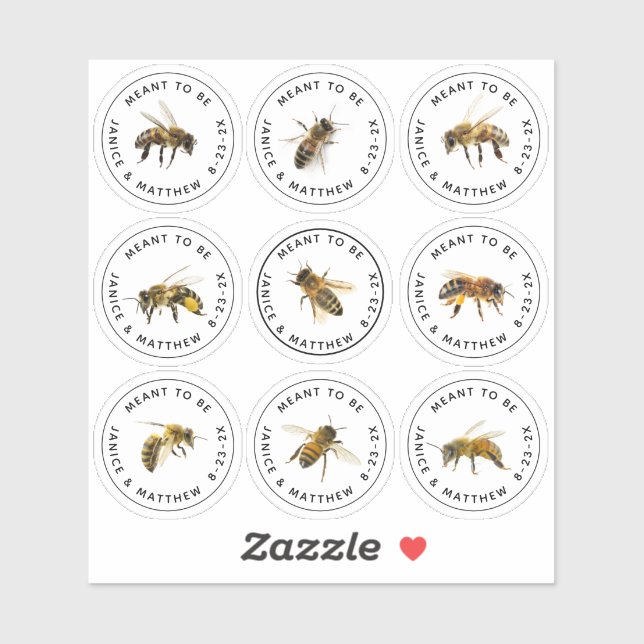 Meant to Bee Mini Honey Jar Bee Labels Wedding (Sheet)